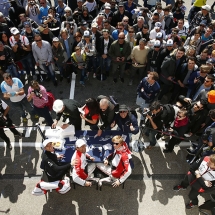 Porsche Team: Timo Bernhard, Mark Webber, Brendon Hartley (l-r)