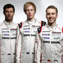 Porsche Team: Mark Webber, Timo Bernhard, Brendon Hartley (l-r)