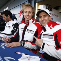 Porsche Team: Timo Bernhard, Brendon Hartley, Mark Webber (l-r)