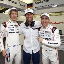 Porsche Team: Brendon Hartley, Mark Webber, Timo Bernhard (l-r)