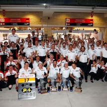 The #17 Porsche team celebrate their second victory this season