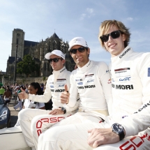 Porsche 919 Hybrid, Porsche Team: (l-r) Timo Bernhard, Mark Webber, Brendon Hartley
