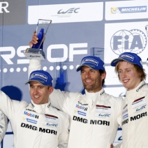 Porsche Team: (l-r) Timo Bernhard, Mark Webber, Brendon Hartley