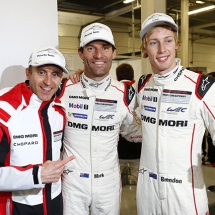 Porsche Team: Timo Bernhard, Mark Webber, Brendon Hartley (l-r)