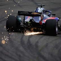 SHANGHAI, CHINA - APRIL 13:  Sparks fly behind Brendon Hartley of New Zealand driving the (28) Scuderia Toro Rosso STR13 Honda on track during practice for the Formula One Grand Prix of China at Shanghai International Circuit on April 13, 2018 in Shanghai, China.  (Photo by Charles Coates/Getty Images) // Getty Images / Red Bull Content Pool  // AP-1VBMXJ2BN2111 // Usage for editorial use only // Please go to www.redbullcontentpool.com for further information. //