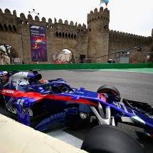 BAKU, AZERBAIJAN - APRIL 27: Brendon Hartley of New Zealand driving the (28) Scuderia Toro Rosso STR13 Honda on track during practice for the Azerbaijan Formula One Grand Prix at Baku City Circuit on April 27, 2018 in Baku, Azerbaijan.  (Photo by Clive Mason/Getty Images) // Getty Images / Red Bull Content Pool  // AP-1VG5JHJSW2111 // Usage for editorial use only // Please go to www.redbullcontentpool.com for further information. //